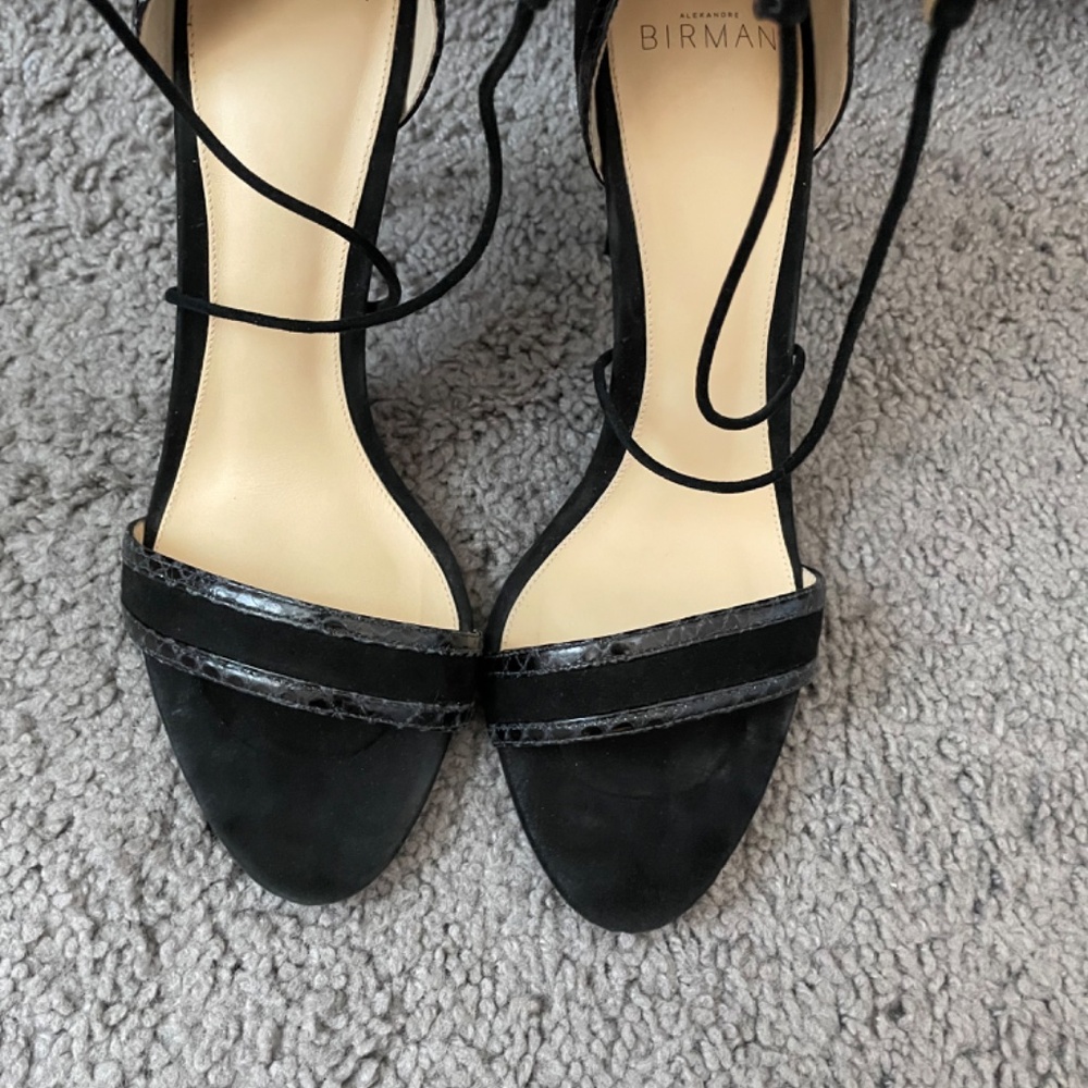 ALEXANDRE BIRMAN RARE FIND! Black Suede Snakeskin Gladiator Lace Up Sandal SZ39 - Picture 11 of 14
